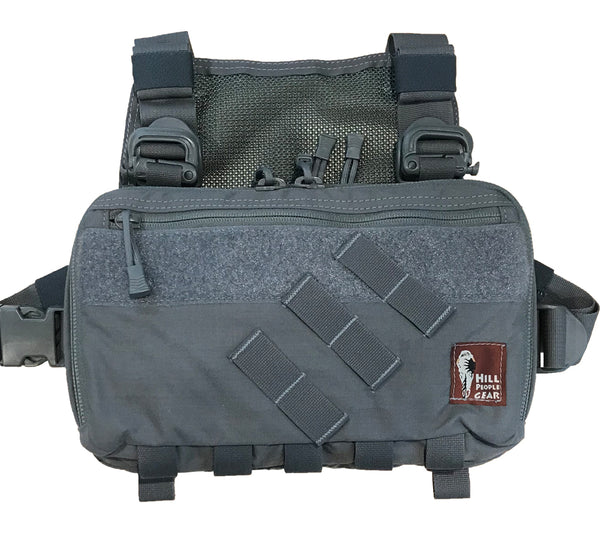 Hill People Gear chest kit bag in gray with attachments for radio at front