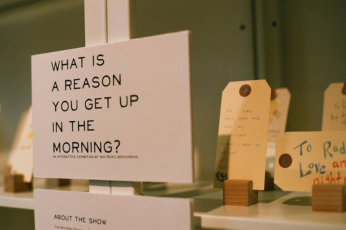 What is a reason you get up in the morning display