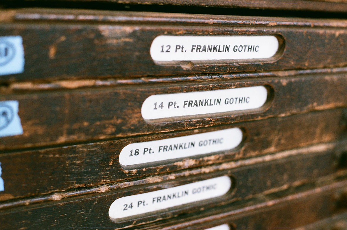 Letterpress typeface Franklin Gothic